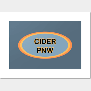 Cider PNW! Gold, Orange, and Fog Grey Retro Vintage Style Posters and Art